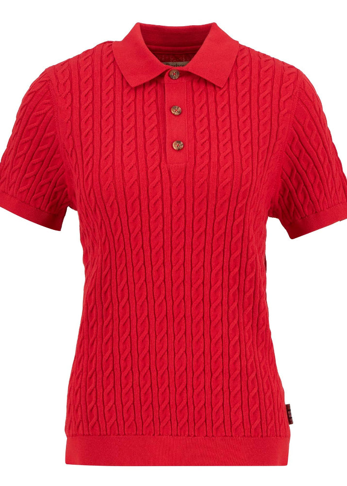 Barbour Hartland Knitted Polo Jumper Red