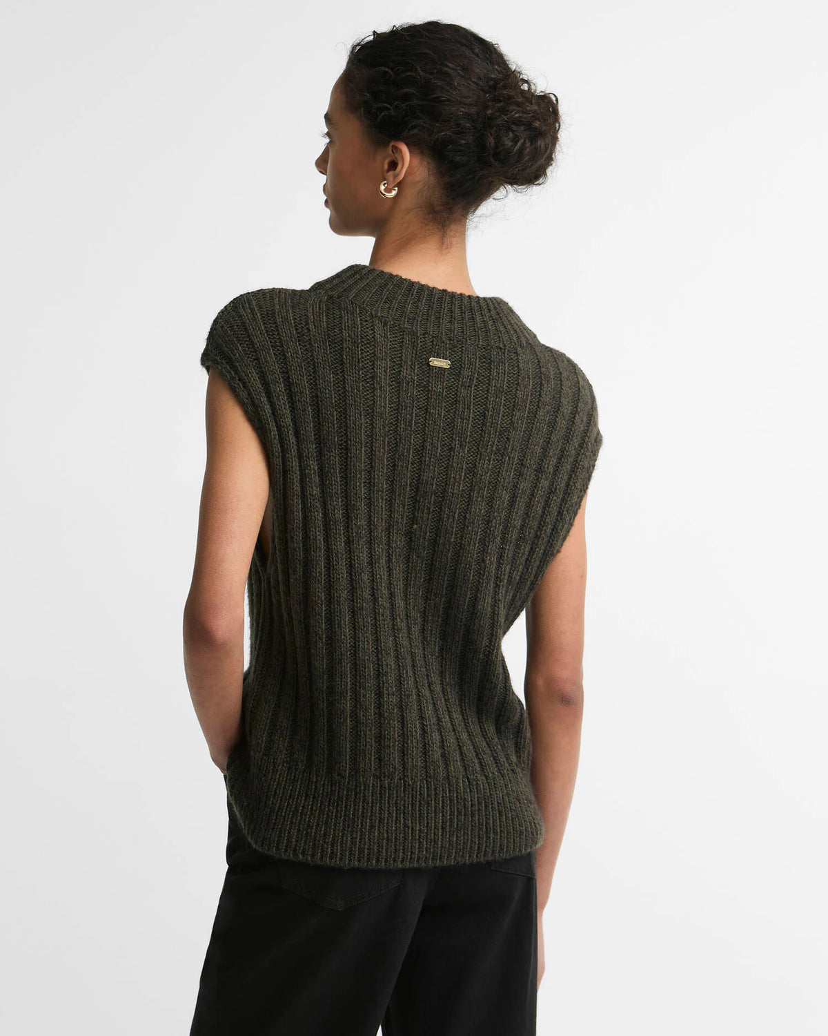 Barbour Anastasia Knitted Vest Olive Multi
