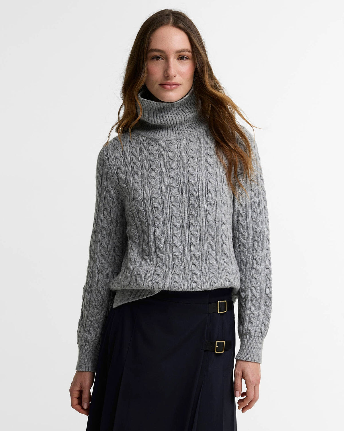 Barbour Ambleside Cable Knitted Jumper Grey Marl