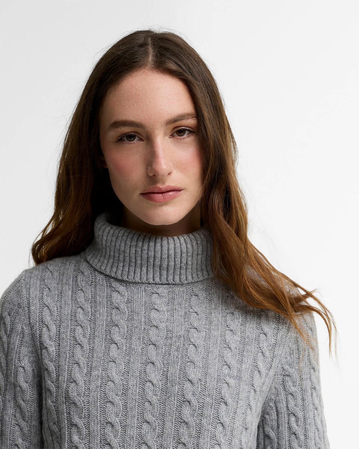 Barbour Ambleside Cable Knitted Jumper Grey Marl