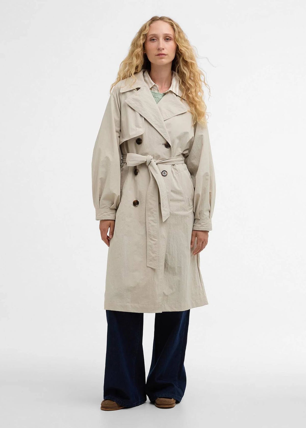 Barbour Layla Trenchcoat Showerproof Jacket Stone
