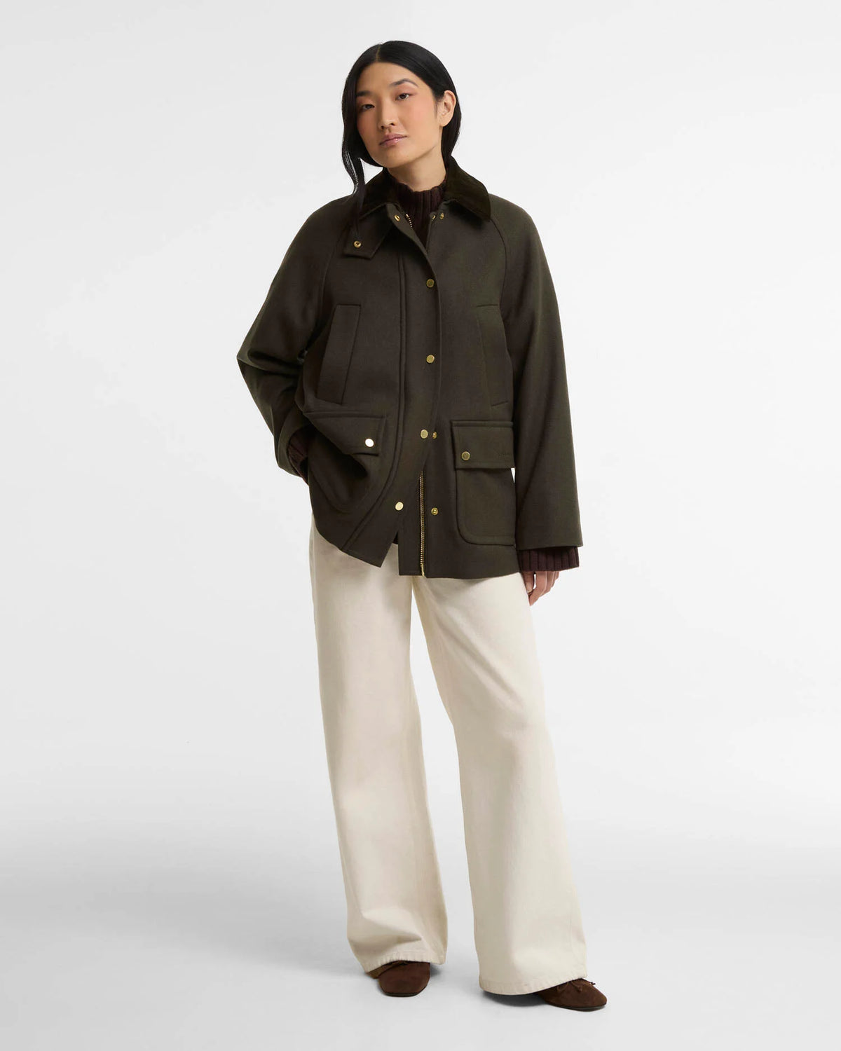 Barbour Bedale Wool Olive
