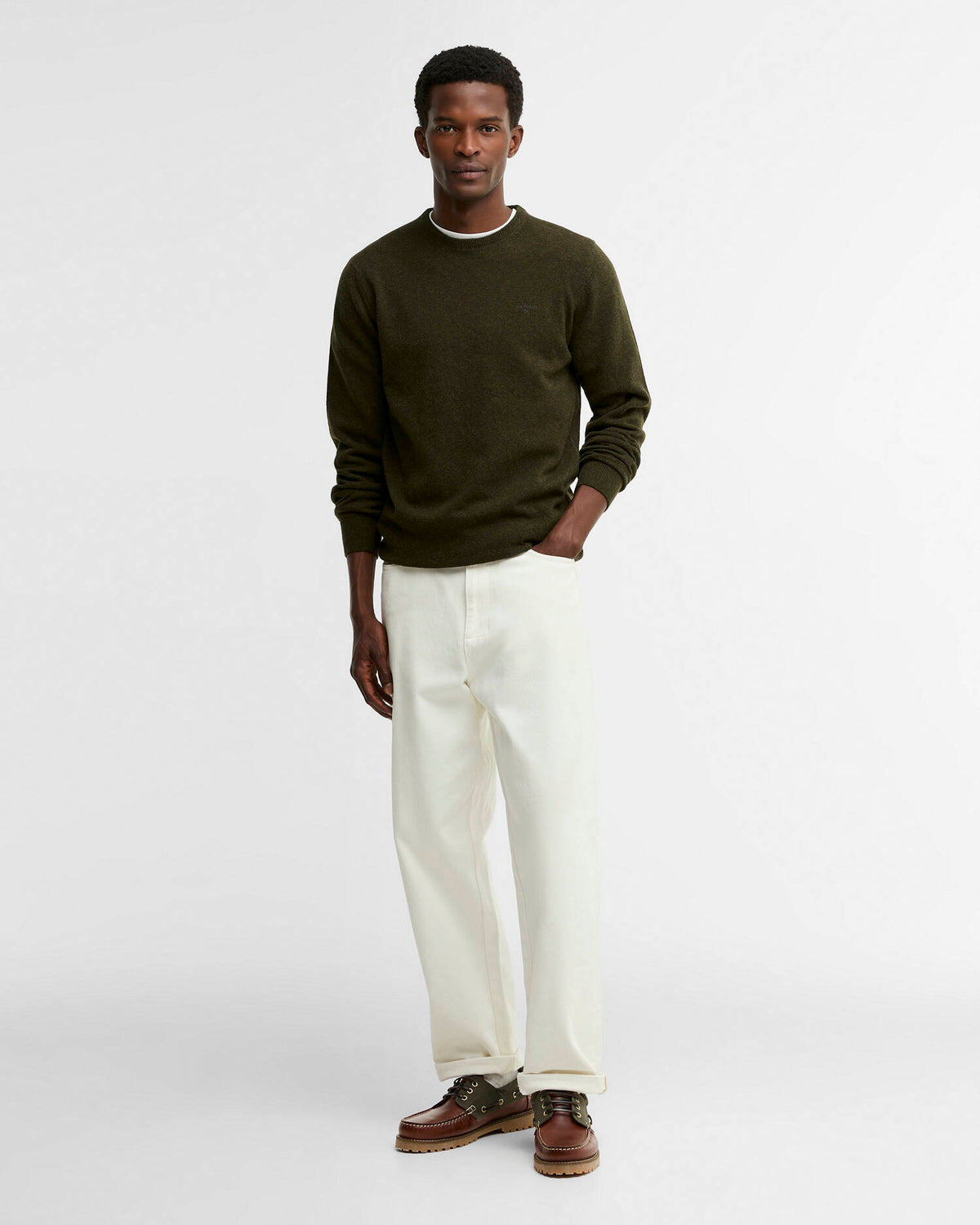 Barbour Essential Lambswool Crew Seaweed