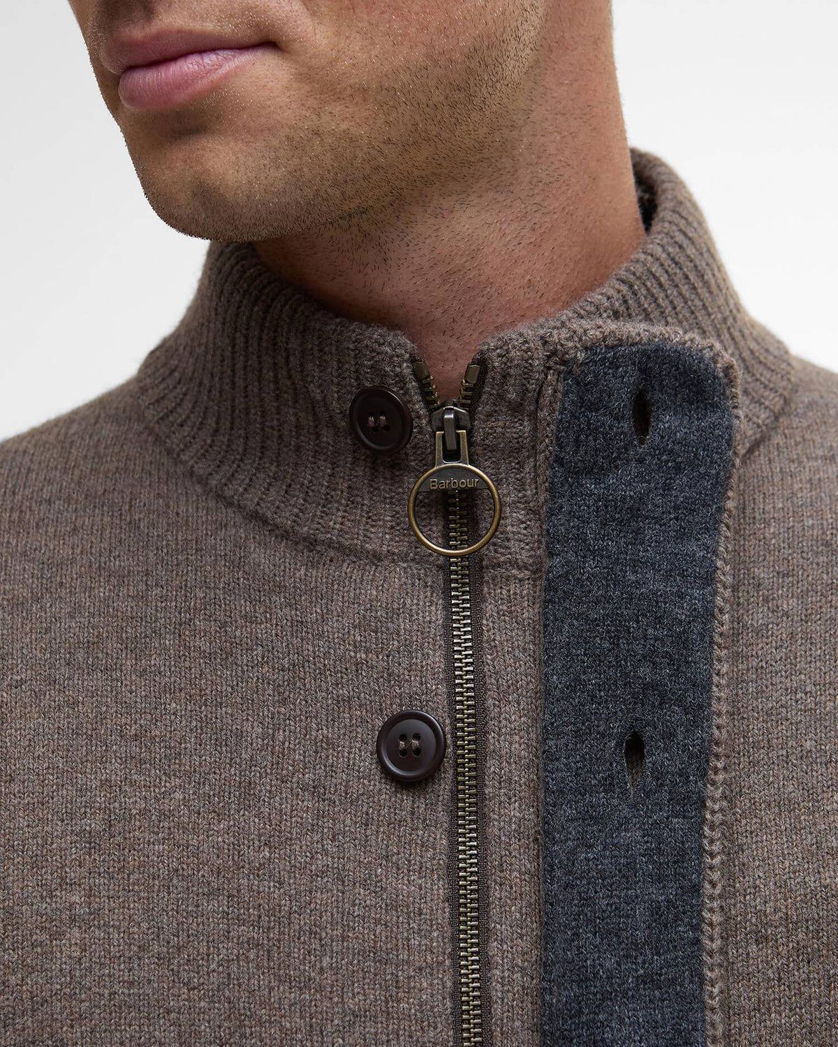 Barbour Ess Patch Zip Thru Dark Stone