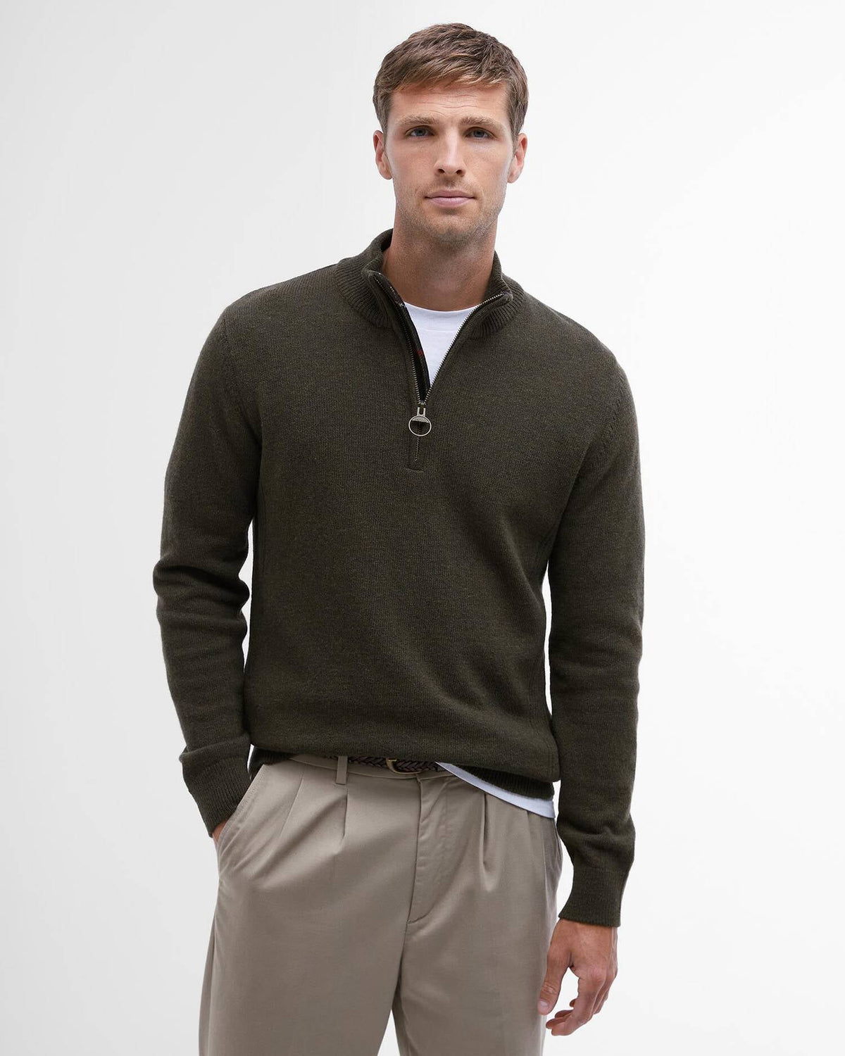 Barbour Holden Half Zip Olive Marl