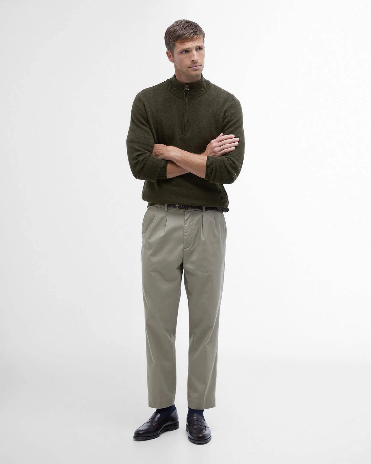 Barbour Holden Half Zip Olive Marl