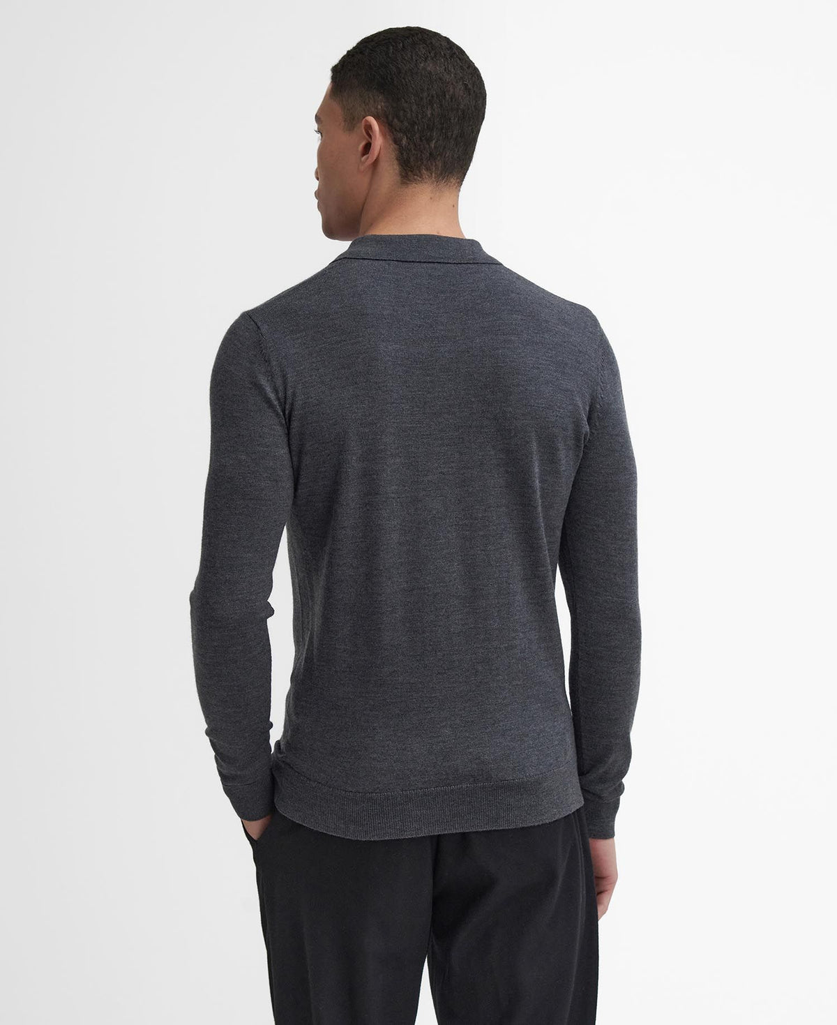 Barbour Intl Merlin Merino Polo Sweater Charcoal