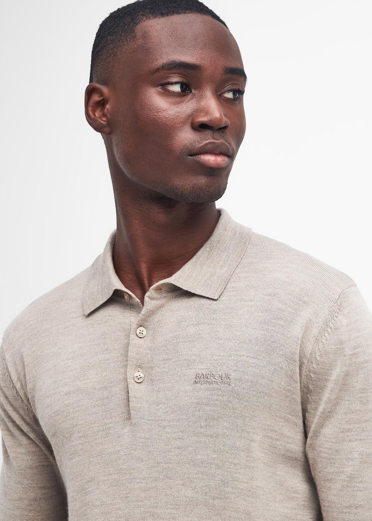 Barbour Intl Merlin Merino Polo Jumper Brindle