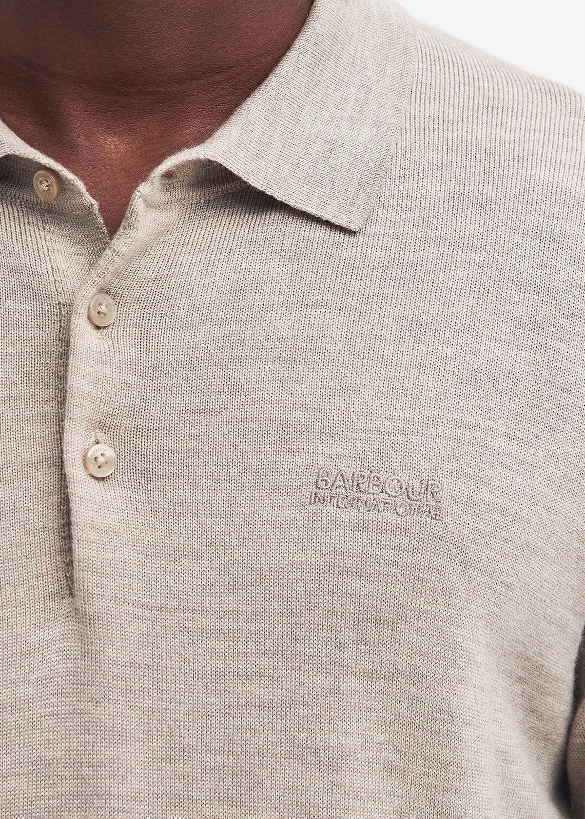 Barbour Intl Merlin Merino Polo Jumper Brindle
