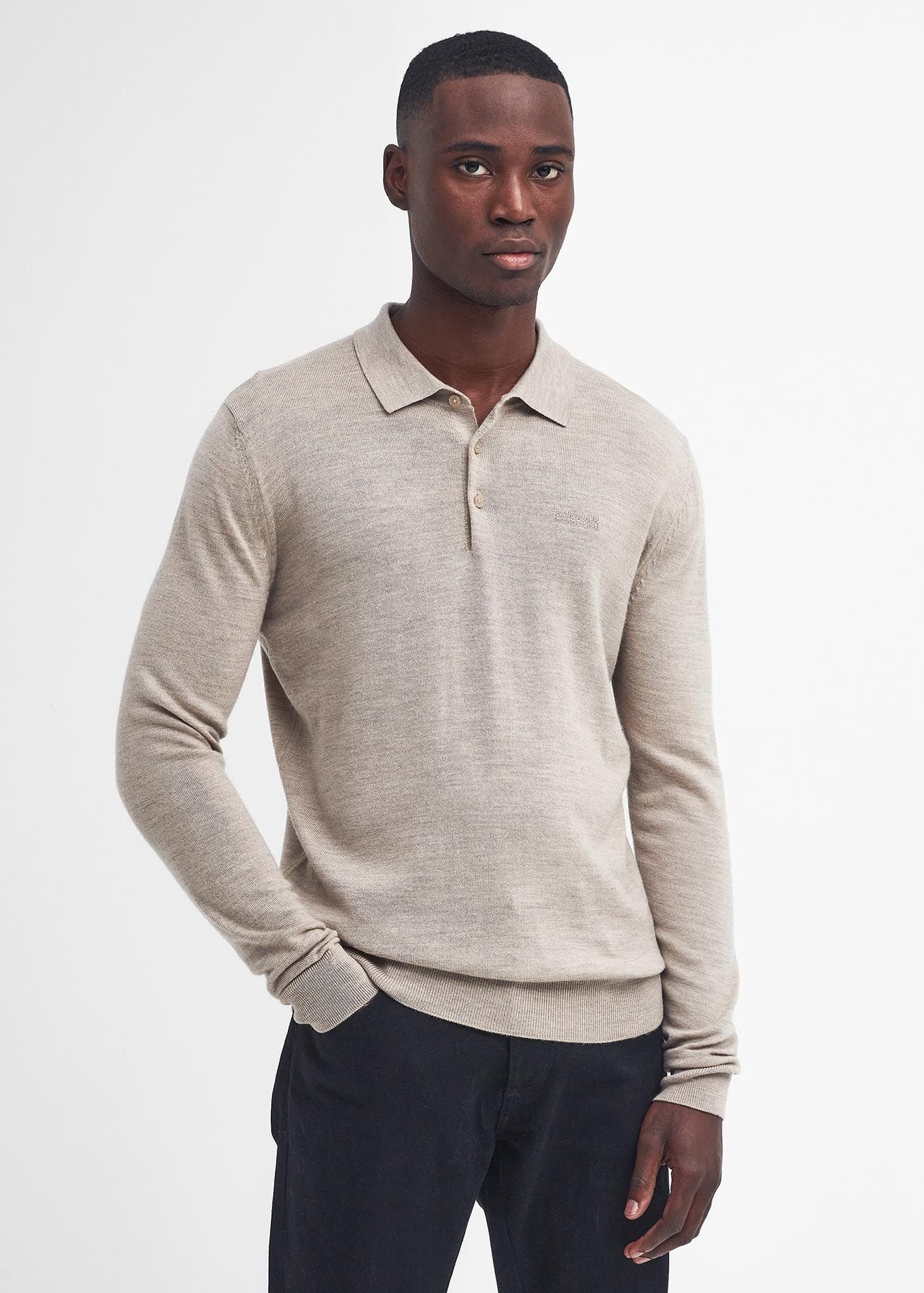 Barbour Intl Merlin Merino Polo Jumper Brindle