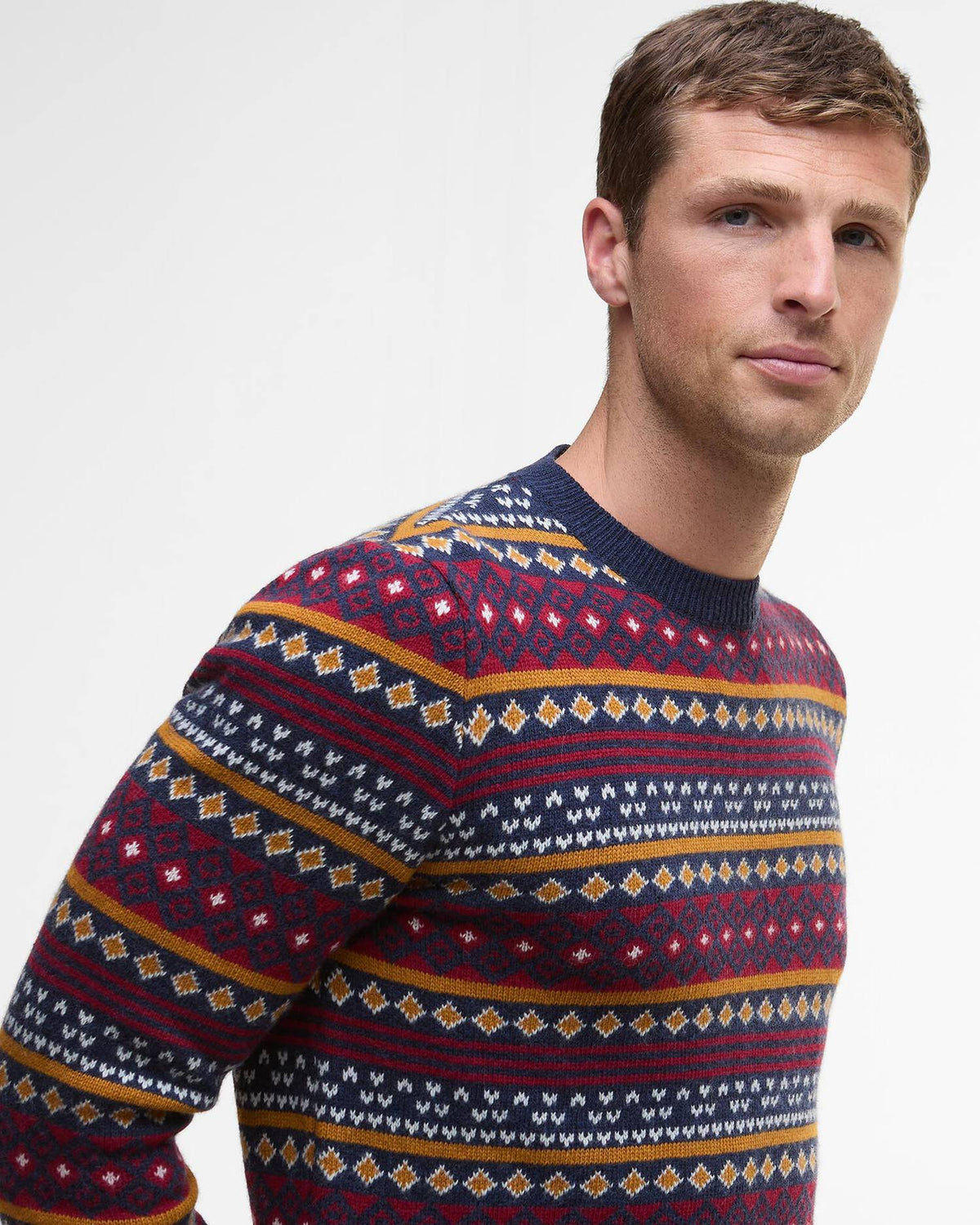 Barbour Easdale Fair Isle Crew Neck SWTR Navy