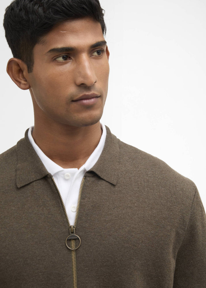 Barbour Crowcombe Knitted Zip Thru Olive