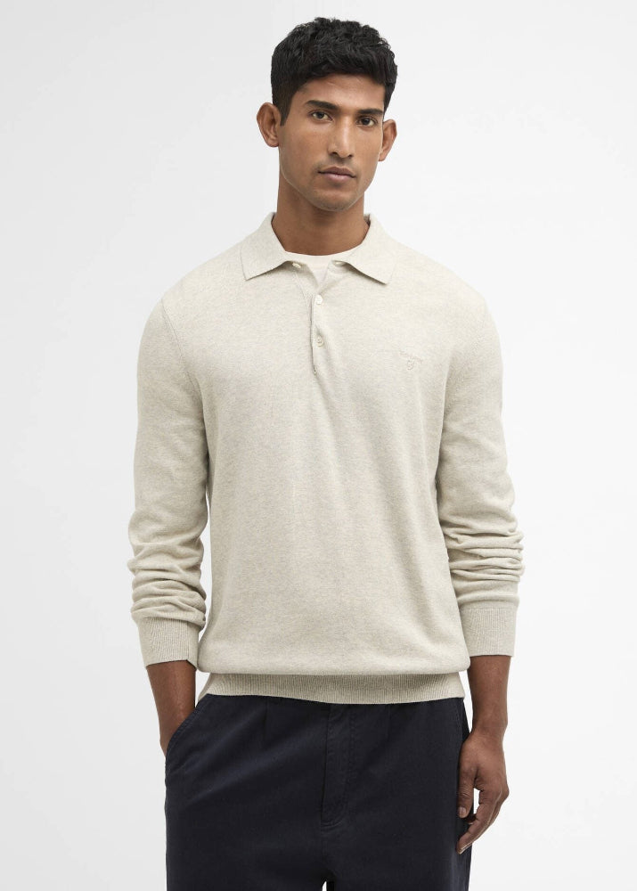 Barbour Pima Cotton Knitted Polo Shirt Neutral