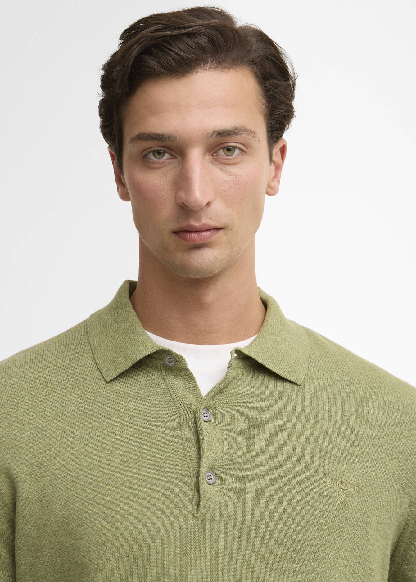 Barbour Pima Cotton Knit Polo Shirt Laurel GR