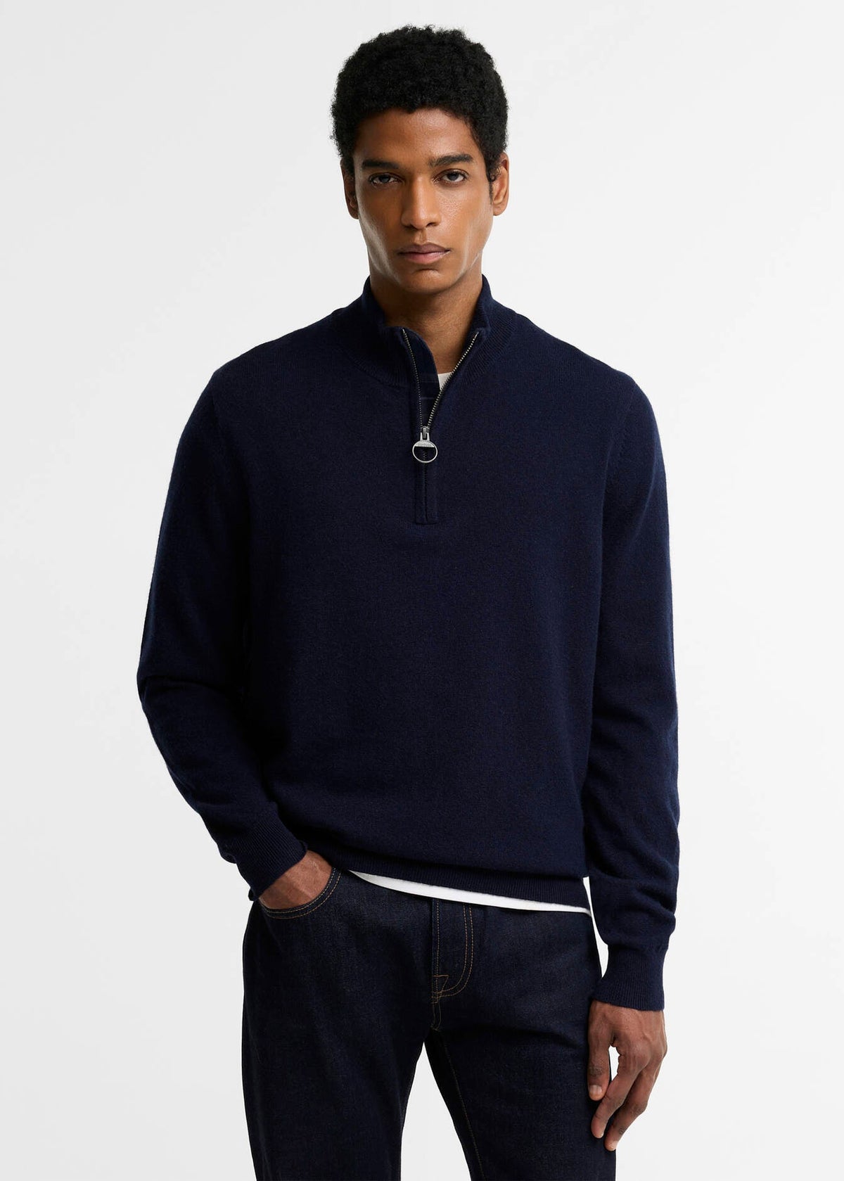 Barbour RonsonTartan Trim Half Zip  Navy