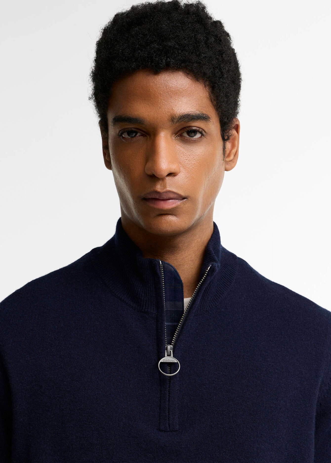 Barbour RonsonTartan Trim Half Zip  Navy