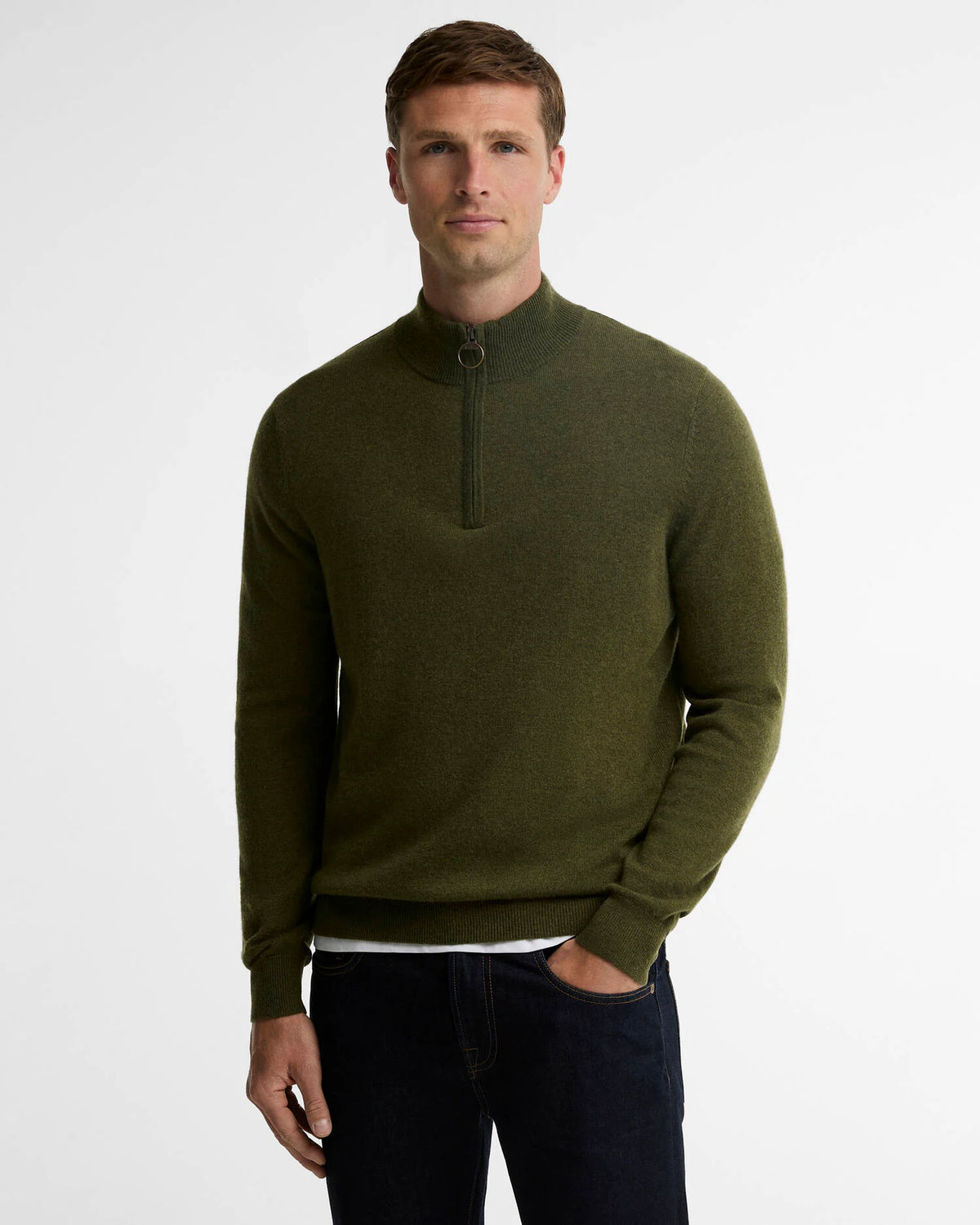 Barbour RonsonTartan Trim Half Zip Olive