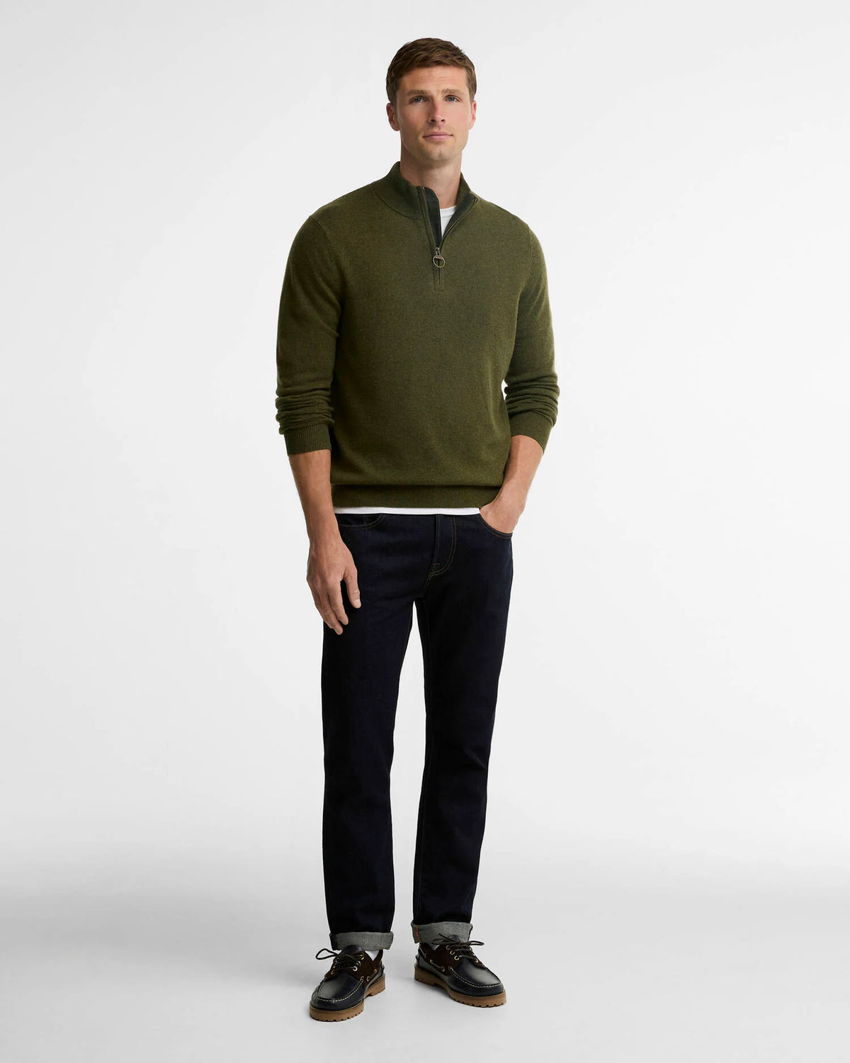 Barbour RonsonTartan Trim Half Zip Olive