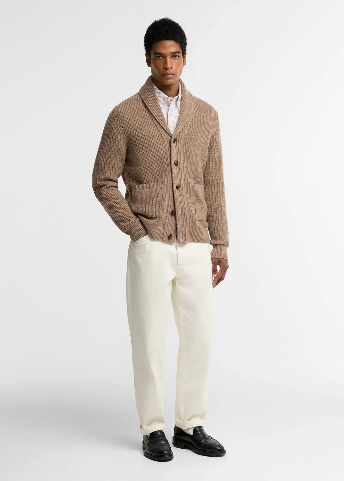 Barbour hartland Knitted Shawl Neck Cardigan Stone