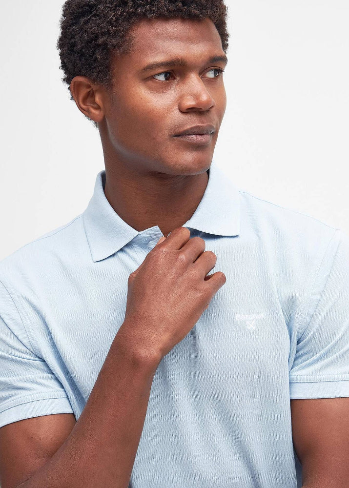 Barbour Lightweight Sports Polo Shirt Chambray Blue
