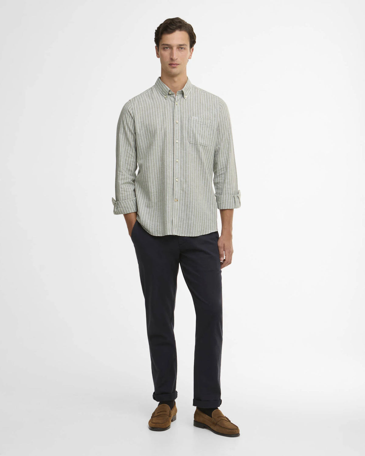 Barbour Nelson Striped TS Bleached Olive