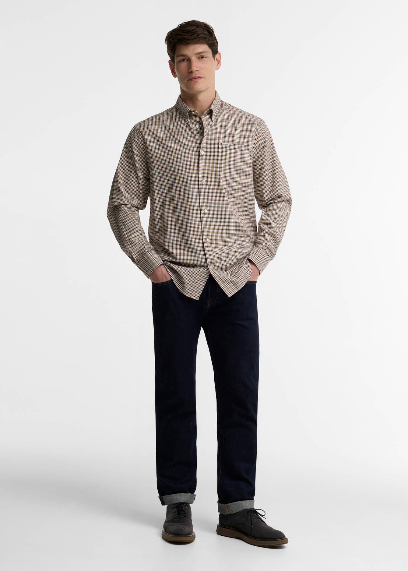 Barbour Farmtown Regular Fit Checked Shirt DK Bord