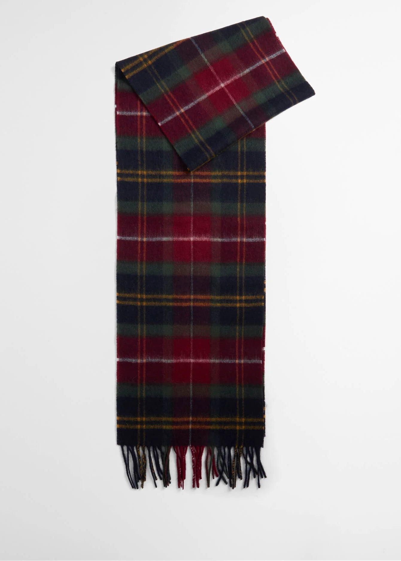 Barbour Wool Cashmere Tartan Scarf Winer Berry Tar