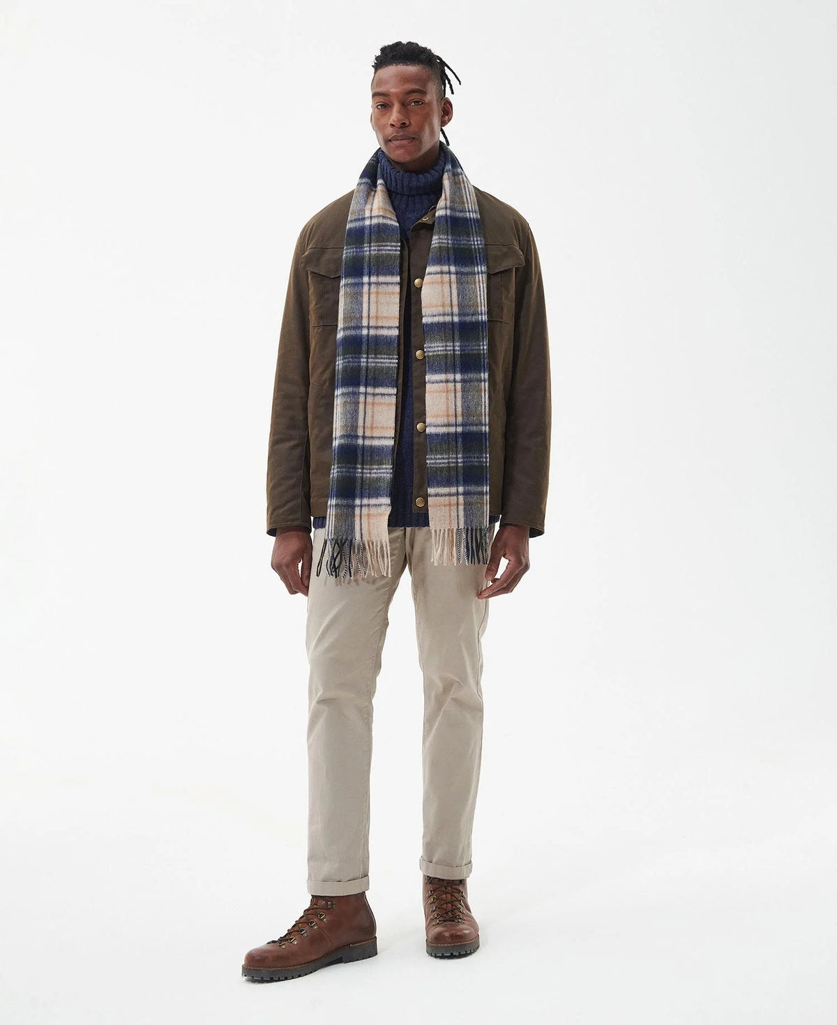 Barbour New Check Tartan Scarf BeigePlaid
