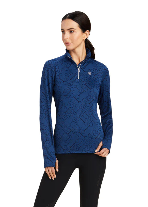 Ariat Prophecy 1/4 Zip Long Sleeve Baselayer Estate Blue Bit Jacquard