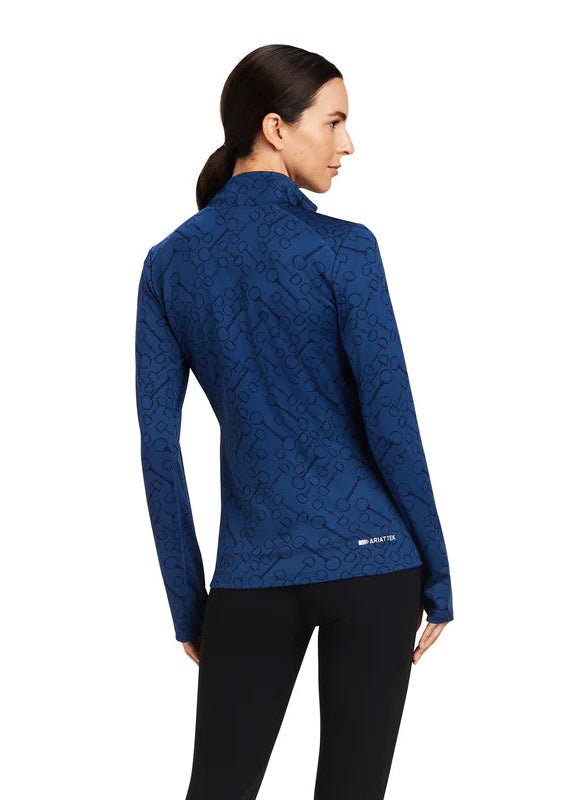 Ariat Prophecy 1/4 Zip Long Sleeve Baselayer Estate Blue Bit Jacquard