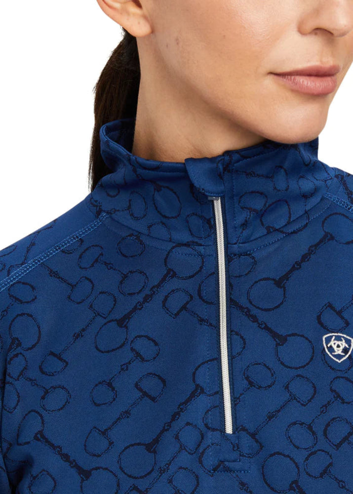 Ariat Prophecy 1/4 Zip Long Sleeve Baselayer Estate Blue Bit Jacquard