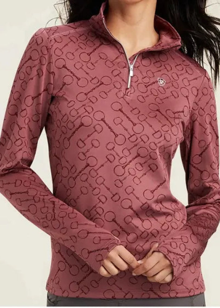 Ariat Prophecy 1/4 Zip Long Sleeve Baselayer Wild Ginger Bit Jacquard