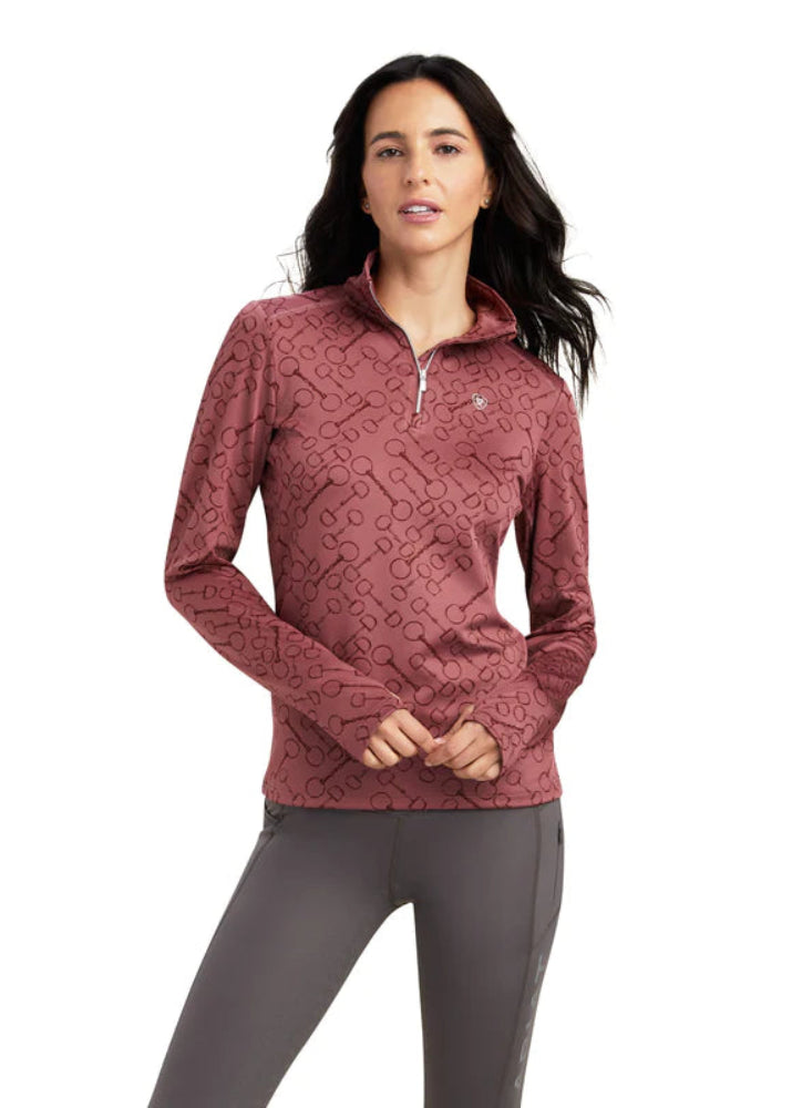 Ariat Prophecy 1/4 Zip Long Sleeve Baselayer Wild Ginger Bit Jacquard