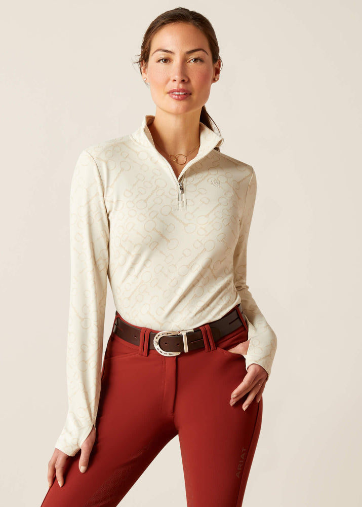 Ariat Prophecy 1/4 Zip Long Sleeve Baselayer Petrified Oak Bit Jacquard
