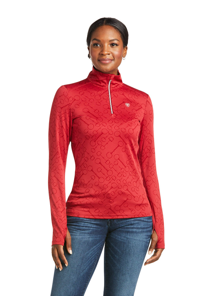 Ariat Prophecy 1/4 Zip Long Sleeve Baselayer Rhubarb Bit Jacquard