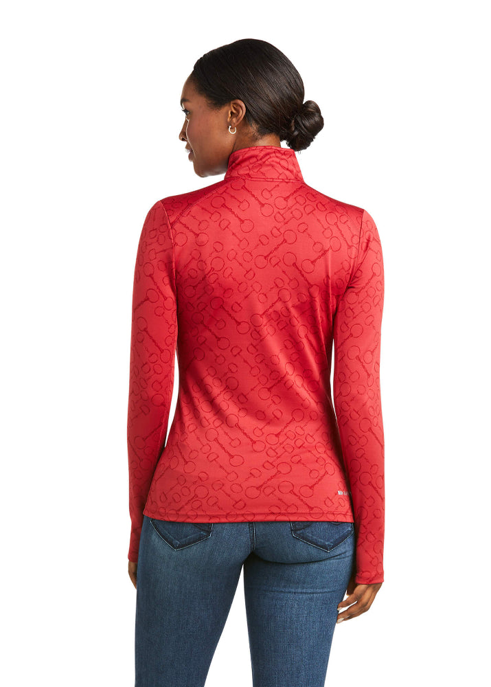 Ariat Prophecy 1/4 Zip Long Sleeve Baselayer Rhubarb Bit Jacquard