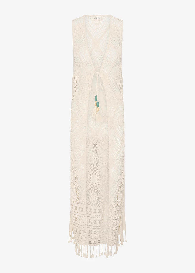 Cream CRDrulla Long Vest Perfectly Pale