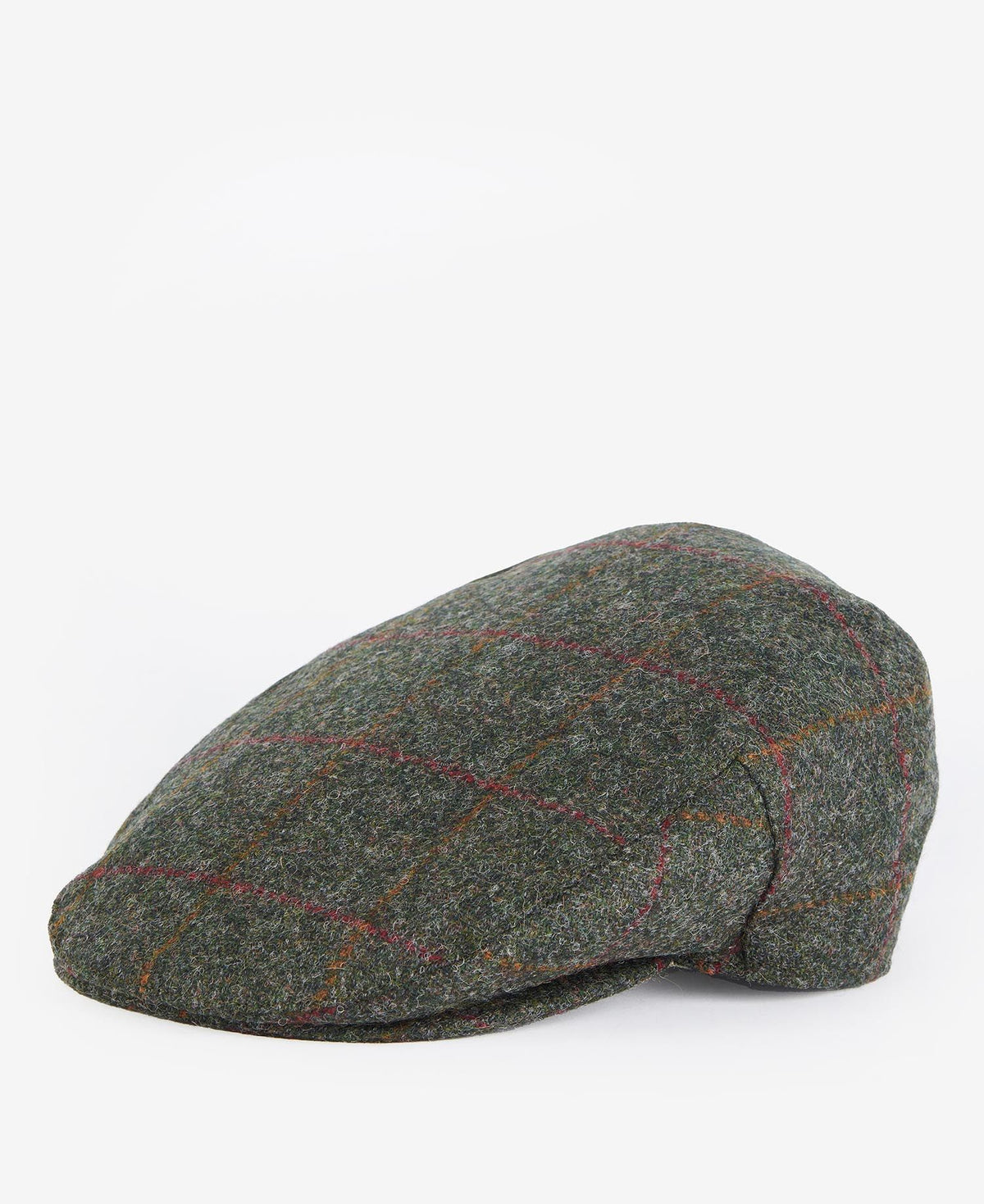 Barbour Crieff Flat Cap Olive Red Overcheck