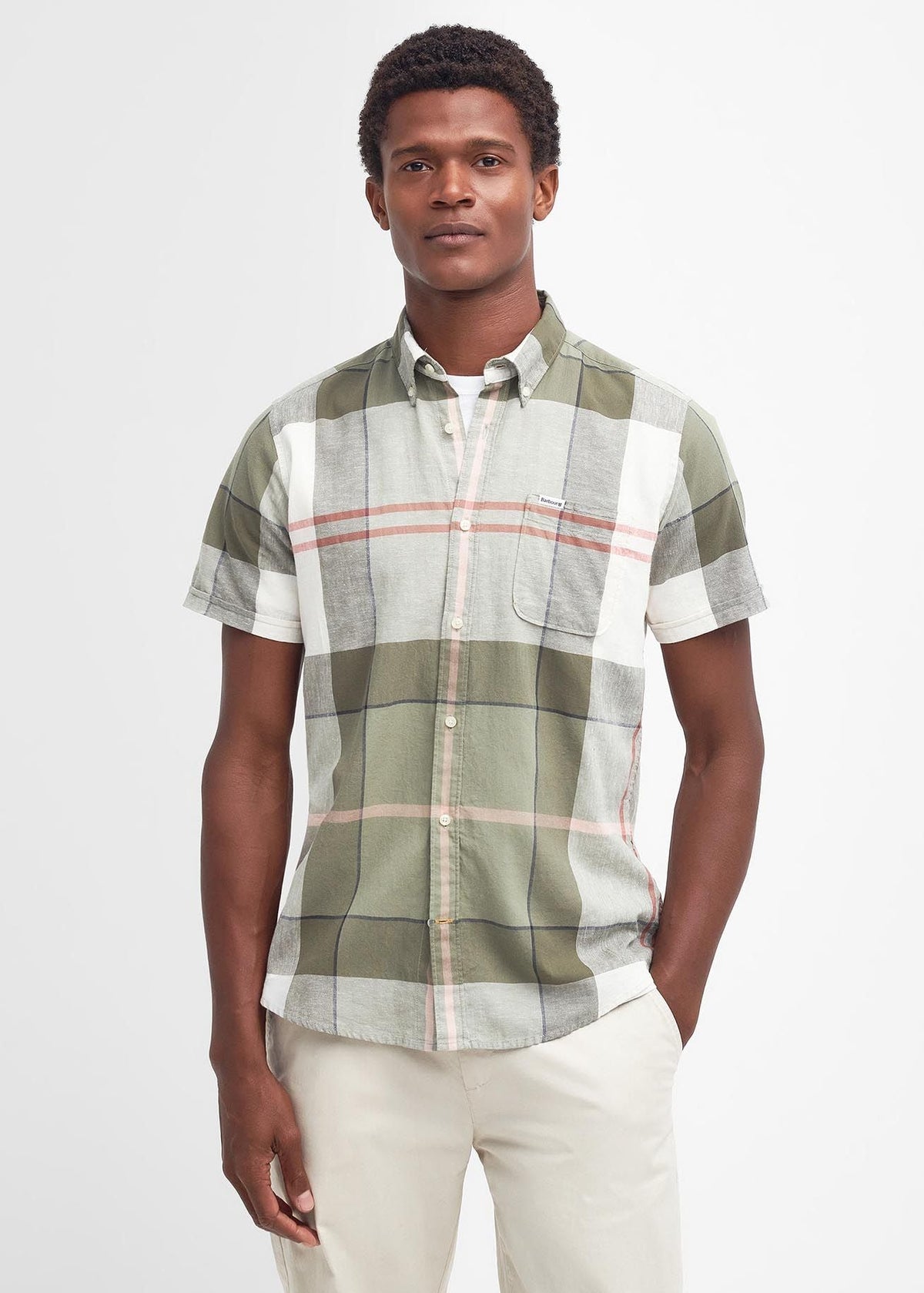 Barbour Douglas Short Sleeve Tailored Shirt Glenmore Olive Tartan