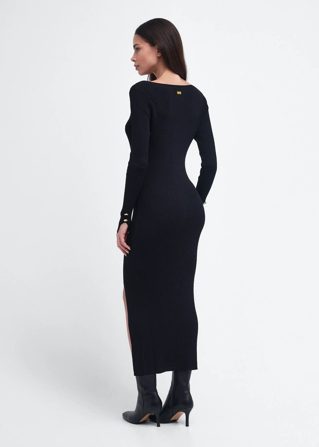 Barbour International Piquet Knitted Midi Dress Black