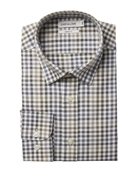 Chevalier Belmont Regular Fit Shirt Leather Brown Check