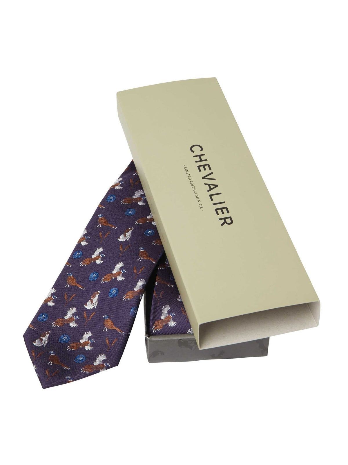 Chevalier Spaniel Silk Tie Wine