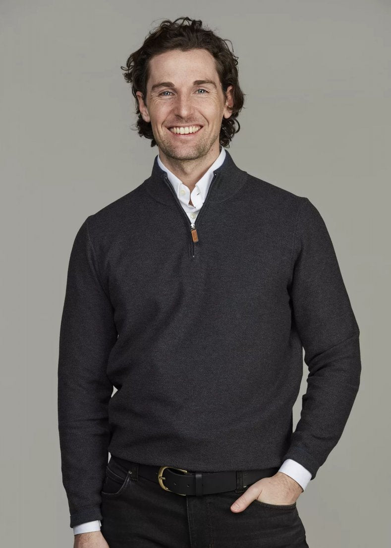 Hansen & Jakob Half Zip Structure Knit Antracit